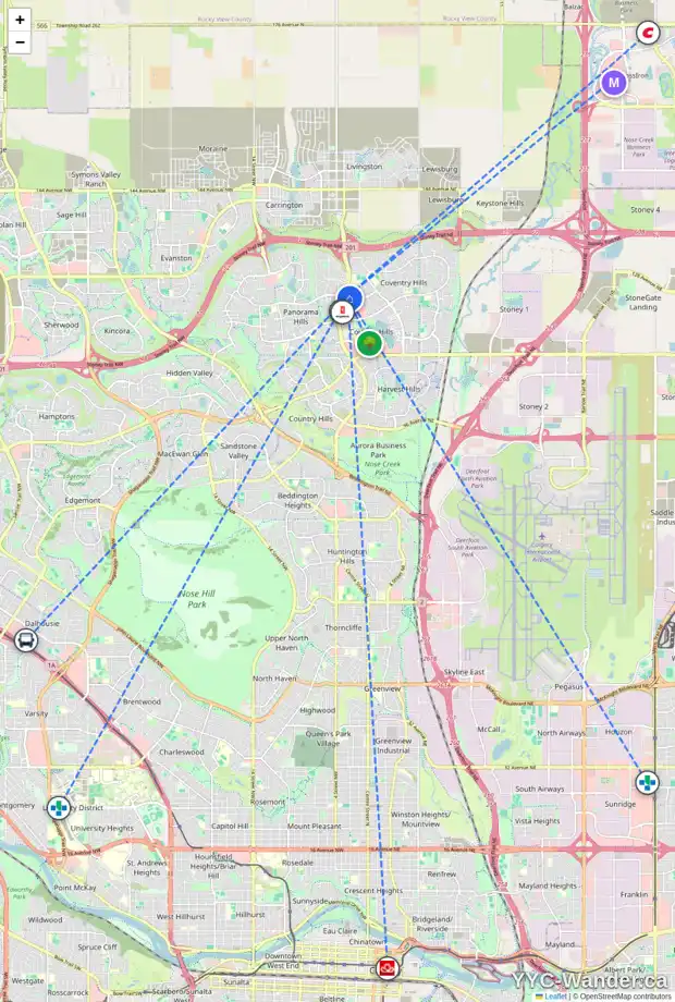 Daily accessibility map for 188 COVEHAVEN TC NE, Calgary showing nearby schools, grocery stores, parks, LRT stations and nearby amenities