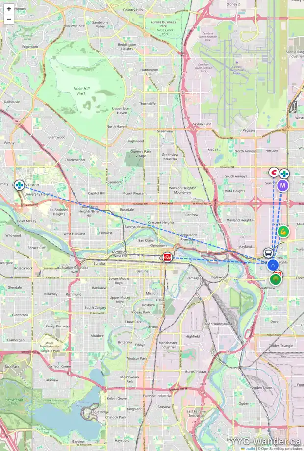 Daily accessibility map for 715 RAYNARD CR SE, Calgary showing nearby schools, grocery stores, parks, LRT stations and nearby amenities