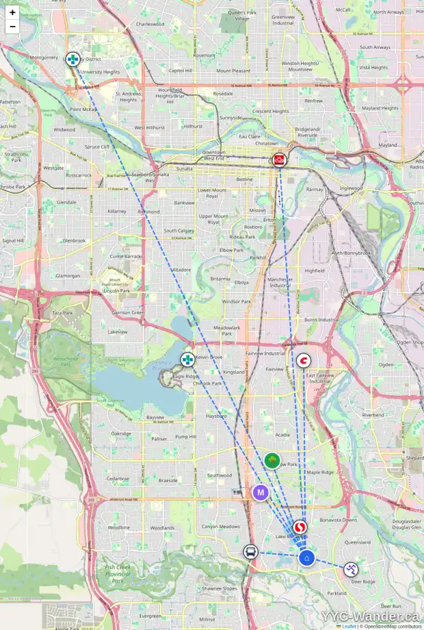 Daily accessibility map for 948 LAKE ARROW WY SE, Calgary showing nearby schools, grocery stores, parks, LRT stations and nearby amenities
