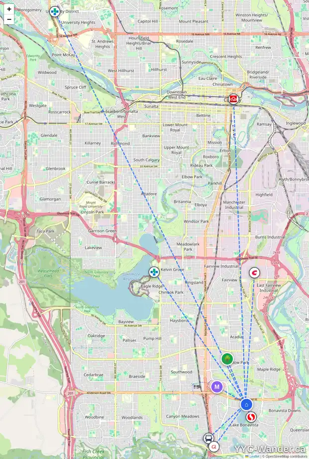 Daily accessibility map for 611 LAKE LINNET CR SE, Calgary showing nearby schools, grocery stores, parks, LRT stations and nearby amenities