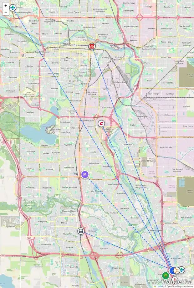Daily accessibility map for 455 AUBURN BAY HT SE, Calgary showing nearby schools, grocery stores, parks, LRT stations and nearby amenities