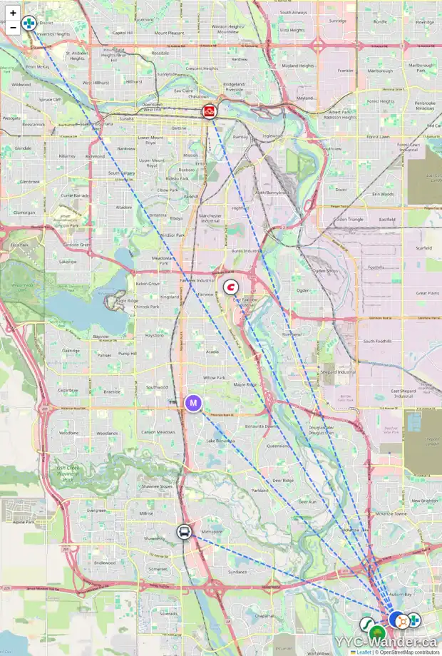 Daily accessibility map for 774 AUBURN BAY HT SE, Calgary showing nearby schools, grocery stores, parks, LRT stations and nearby amenities