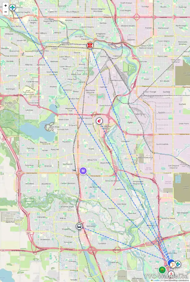 Daily accessibility map for 23 AUBURN BAY PL SE, Calgary showing nearby schools, grocery stores, parks, LRT stations and nearby amenities