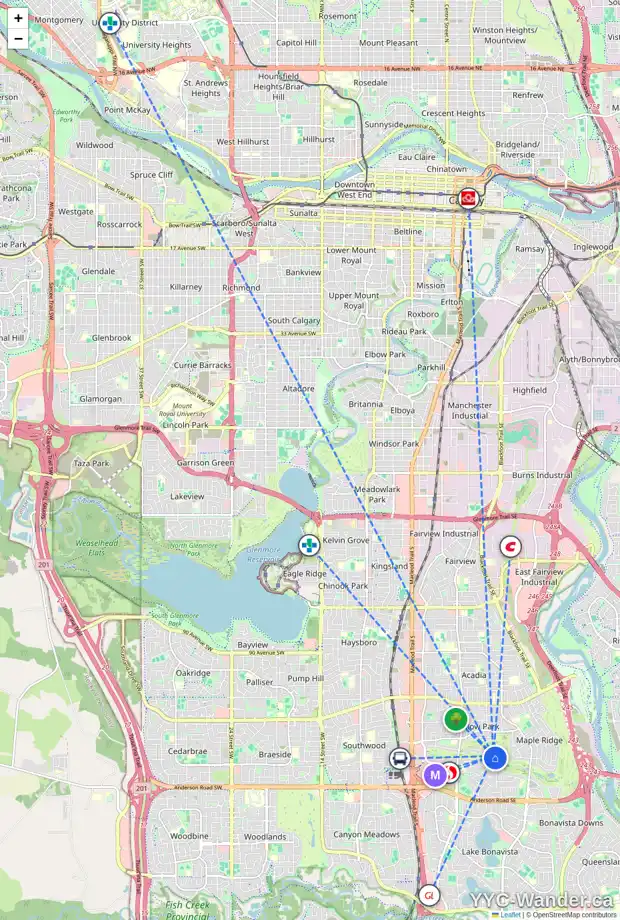 Daily accessibility map for 58 WILLOW PARK GR SE, Calgary showing nearby schools, grocery stores, parks, LRT stations and nearby amenities
