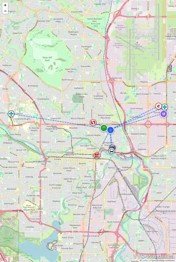 Daily accessibility map for 1202 REGAL CR NE, Calgary showing nearby schools, grocery stores, parks, LRT stations and nearby amenities