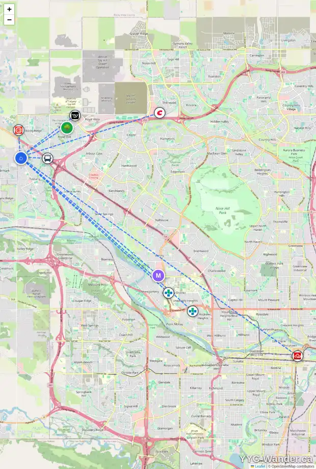 Daily accessibility map for 118 TUSCANY RESERVE RI NW, Calgary showing nearby schools, grocery stores, parks, LRT stations and nearby amenities