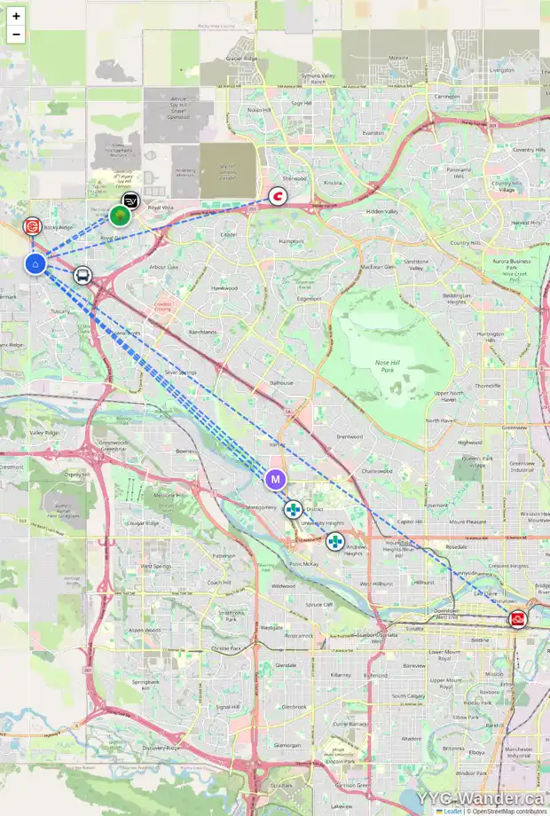 Daily accessibility map for 3 TUSCANY RESERVE BA NW, Calgary showing nearby schools, grocery stores, parks, LRT stations and nearby amenities