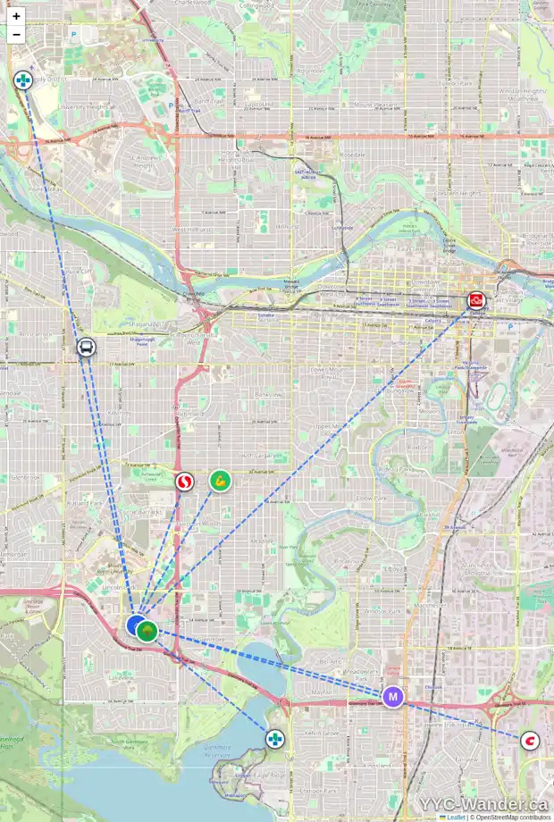 Daily accessibility map for 2946 PEACEKEEPERS WY SW, Calgary showing nearby schools, grocery stores, parks, LRT stations and nearby amenities