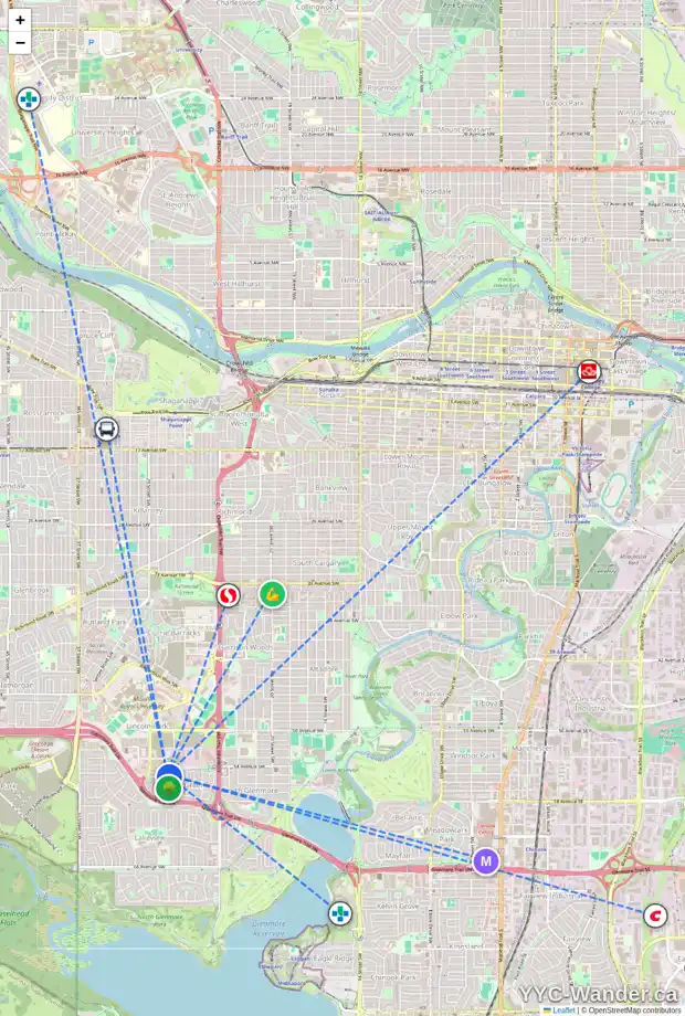 Daily accessibility map for 2960 PEACEKEEPERS WY SW, Calgary showing nearby schools, grocery stores, parks, LRT stations and nearby amenities