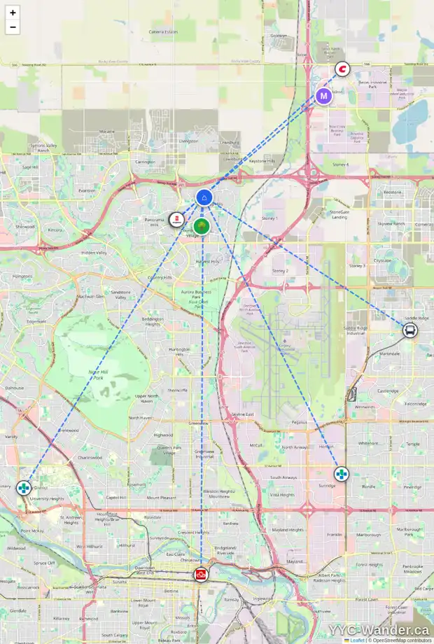 Daily accessibility map for 41 COVEBROOK PL NE, Calgary showing nearby schools, grocery stores, parks, LRT stations and nearby amenities