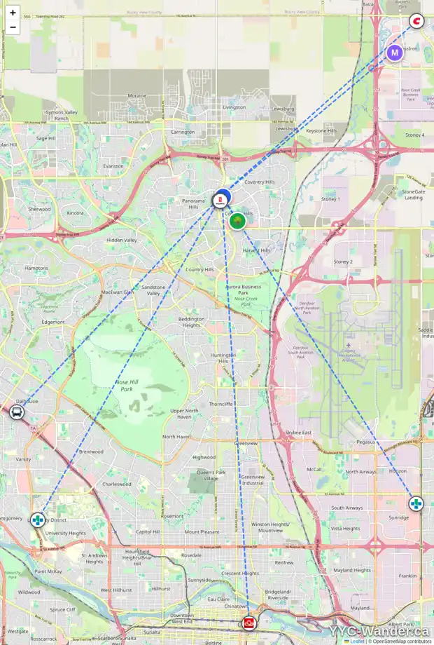 Daily accessibility map for 54 COVEHAVEN ME NE, Calgary showing nearby schools, grocery stores, parks, LRT stations and nearby amenities