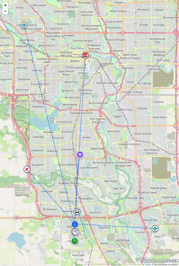 Daily accessibility map for 161 SILVERADO PONDS WY SW, Calgary showing nearby schools, grocery stores, parks, LRT stations and nearby amenities