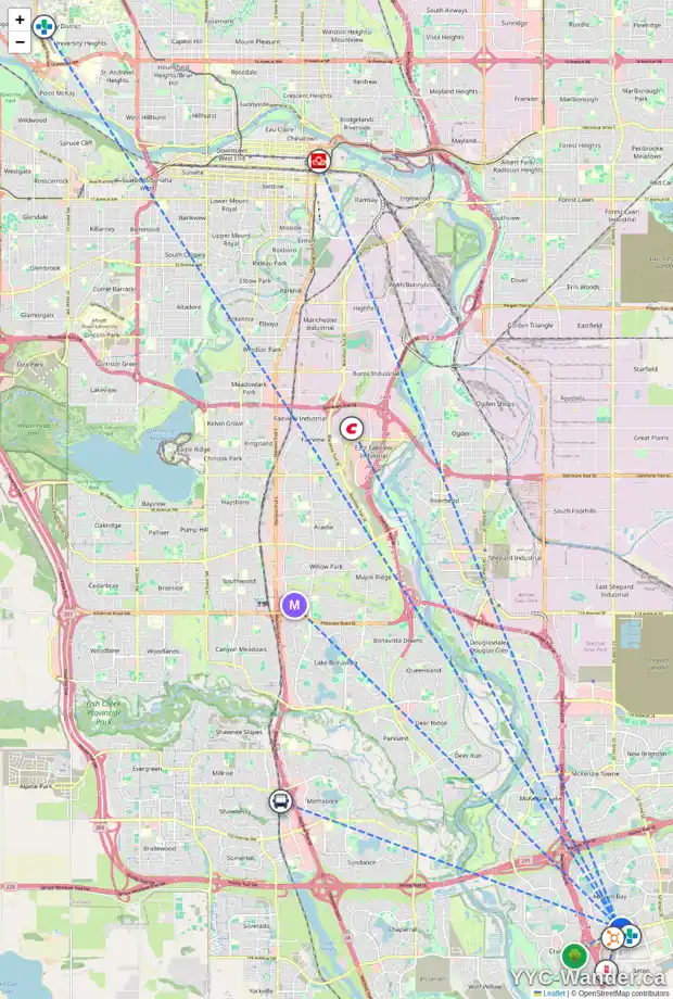 Daily accessibility map for 41 AUBURN BAY CL SE, Calgary showing nearby schools, grocery stores, parks, LRT stations and nearby amenities