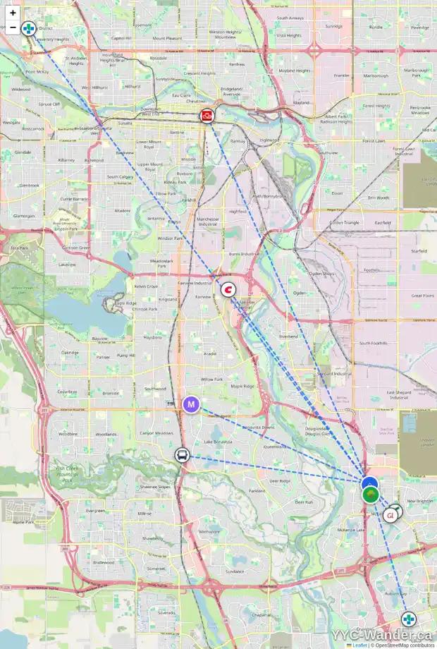 Daily accessibility map for 138 PRESTWICK TC SE, Calgary showing nearby schools, grocery stores, parks, LRT stations and nearby amenities