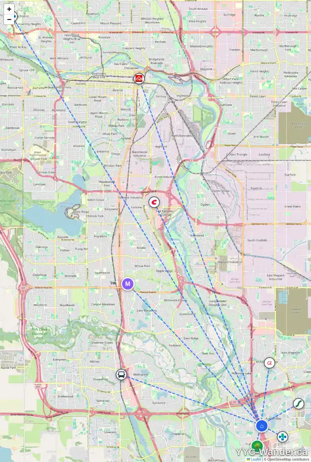 Daily accessibility map for 70 AUBURN BAY VW SE, Calgary showing nearby schools, grocery stores, parks, LRT stations and nearby amenities
