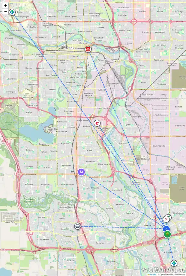 Daily accessibility map for 3 ELGIN ESTATES PT SE, Calgary showing nearby schools, grocery stores, parks, LRT stations and nearby amenities