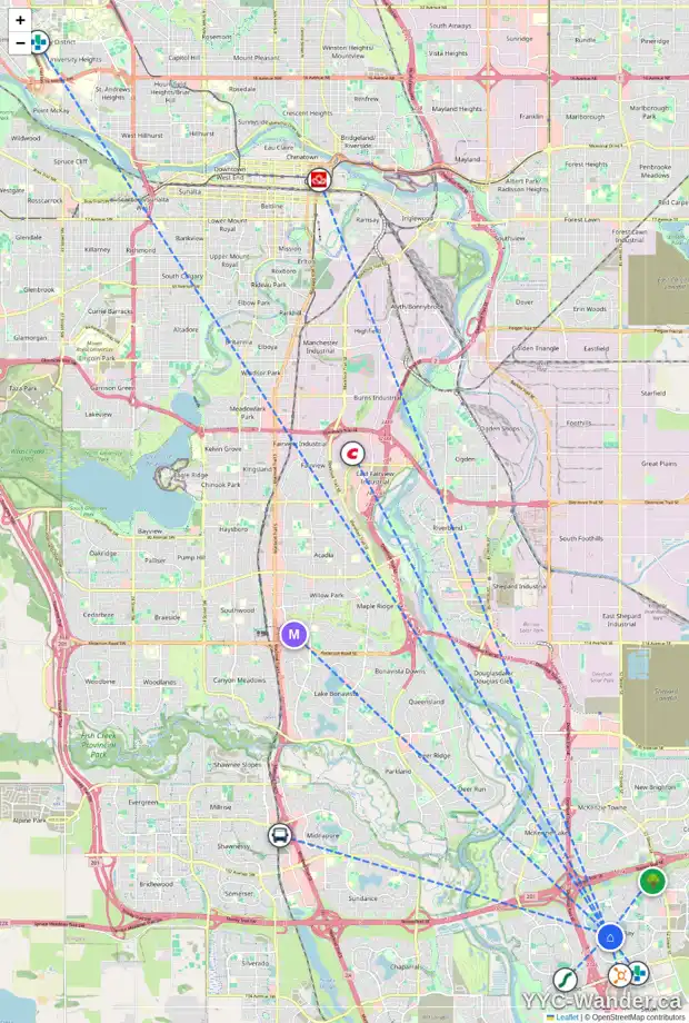 Daily accessibility map for 42 AUBURN SOUND PL SE, Calgary showing nearby schools, grocery stores, parks, LRT stations and nearby amenities