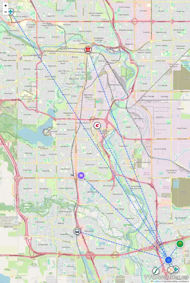 Daily accessibility map for 58 AUBURN SOUND PL SE, Calgary showing nearby schools, grocery stores, parks, LRT stations and nearby amenities