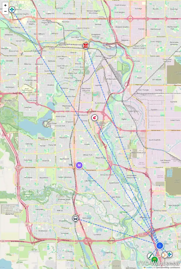 Daily accessibility map for 219 AUBURN SOUND VW SE, Calgary showing nearby schools, grocery stores, parks, LRT stations and nearby amenities