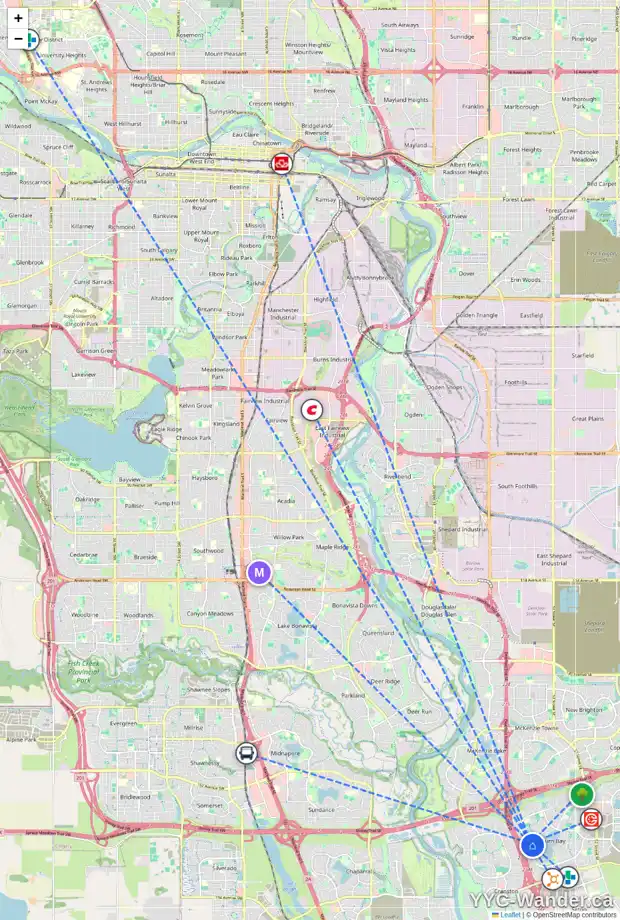 Daily accessibility map for 232 AUBURN SOUND VW SE, Calgary showing nearby schools, grocery stores, parks, LRT stations and nearby amenities