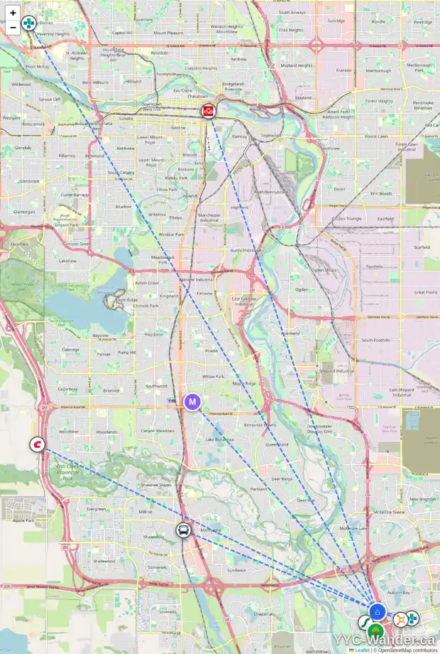 Daily accessibility map for 82 CRANBERRY PL SE, Calgary showing nearby schools, grocery stores, parks, LRT stations and nearby amenities