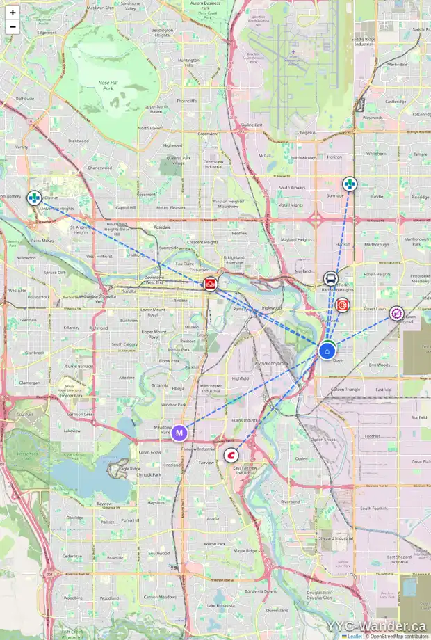 Daily accessibility map for 278 VALLEYVIEW CO SE, Calgary showing nearby schools, grocery stores, parks, LRT stations and nearby amenities