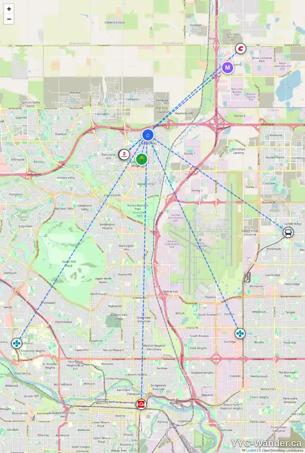 Daily accessibility map for 321 COVECREEK CL NE, Calgary showing nearby schools, grocery stores, parks, LRT stations and nearby amenities