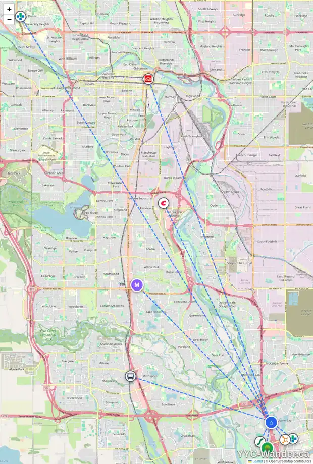 Daily accessibility map for 53 AUBURN BAY GD SE, Calgary showing nearby schools, grocery stores, parks, LRT stations and nearby amenities