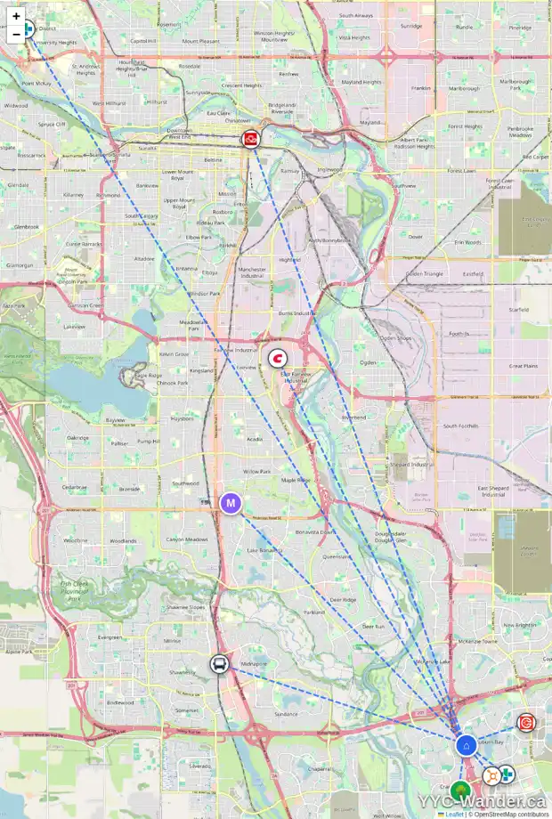 Daily accessibility map for 65 AUBURN BAY GD SE, Calgary showing nearby schools, grocery stores, parks, LRT stations and nearby amenities