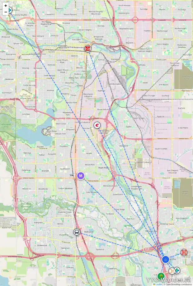 Daily accessibility map for 10 AUBURN SOUND MR SE, Calgary showing nearby schools, grocery stores, parks, LRT stations and nearby amenities