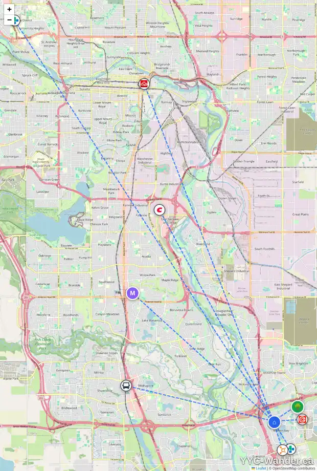 Daily accessibility map for 114 AUTUMN GD SE, Calgary showing nearby schools, grocery stores, parks, LRT stations and nearby amenities