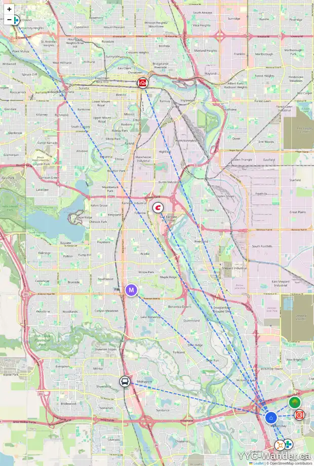 Daily accessibility map for 126 AUTUMN GD SE, Calgary showing nearby schools, grocery stores, parks, LRT stations and nearby amenities