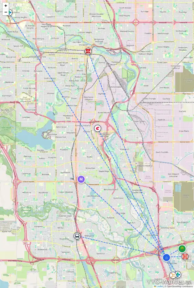 Daily accessibility map for 11 AUTUMN GD SE, Calgary showing nearby schools, grocery stores, parks, LRT stations and nearby amenities