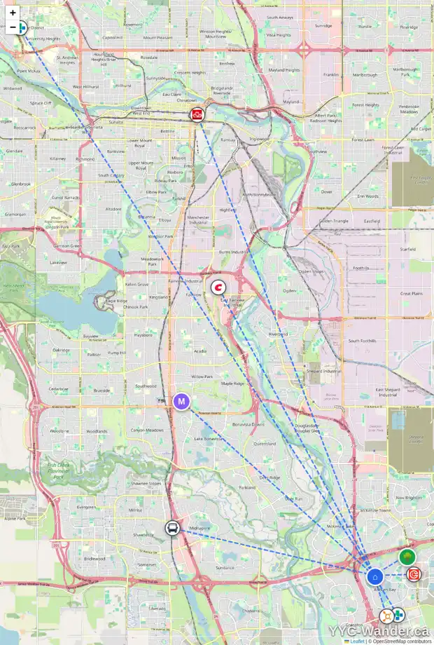 Daily accessibility map for 113 AUTUMN GD SE, Calgary showing nearby schools, grocery stores, parks, LRT stations and nearby amenities