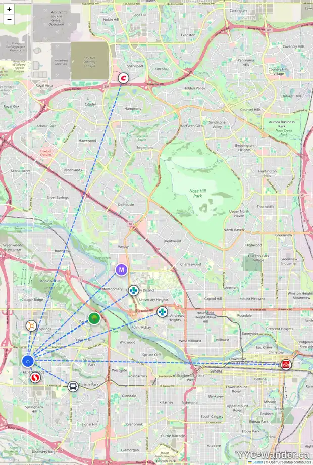Daily accessibility map for 80 ASPEN STONE WY SW, Calgary showing nearby schools, grocery stores, parks, LRT stations and nearby amenities