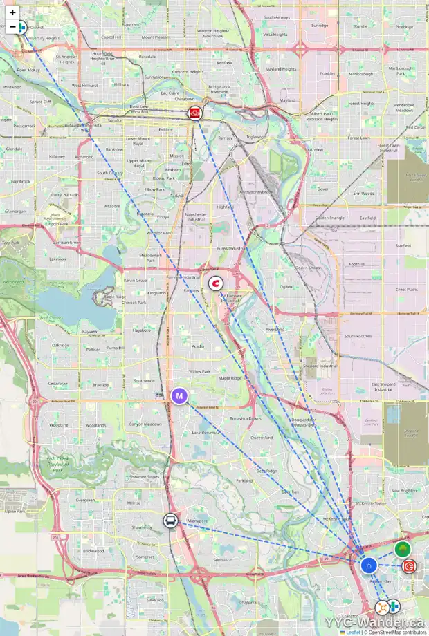 Daily accessibility map for 870 AUBURN BAY BV SE, Calgary showing nearby schools, grocery stores, parks, LRT stations and nearby amenities