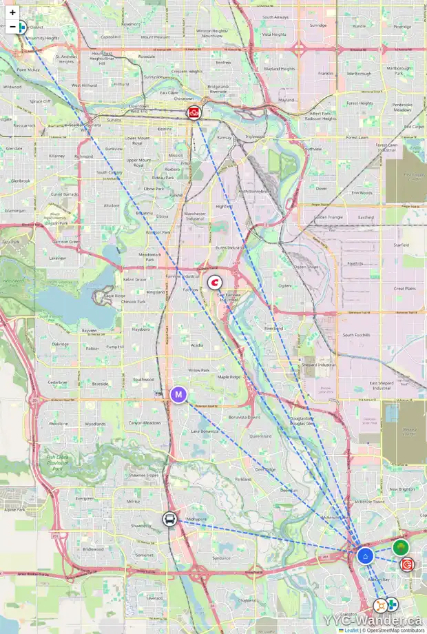 Daily accessibility map for 178 AUTUMN CI SE, Calgary showing nearby schools, grocery stores, parks, LRT stations and nearby amenities