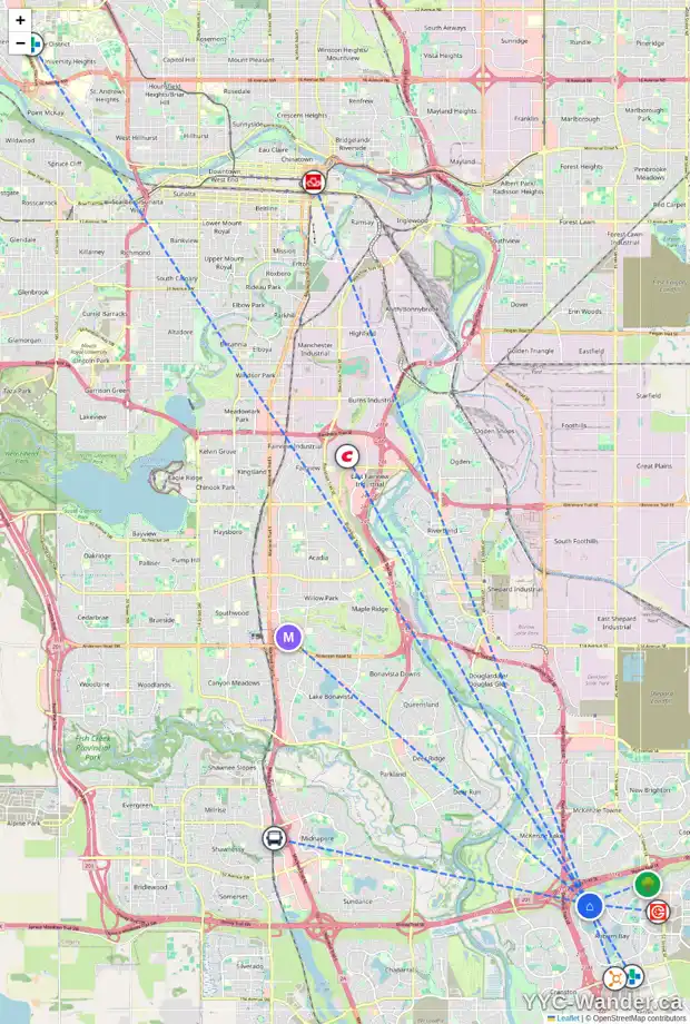 Daily accessibility map for 266 AUTUMN CI SE, Calgary showing nearby schools, grocery stores, parks, LRT stations and nearby amenities