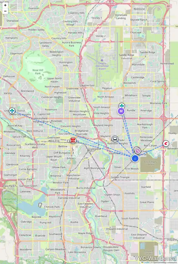 Daily accessibility map for 901 4849 HUBALTA RD SE, Calgary showing nearby schools, grocery stores, parks, LRT stations and nearby amenities
