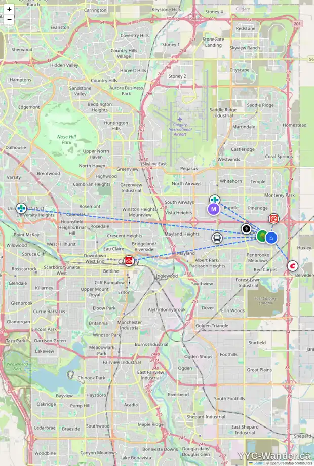 Daily accessibility map for 72 MALVERN CR NE, Calgary showing nearby schools, grocery stores, parks, LRT stations and nearby amenities
