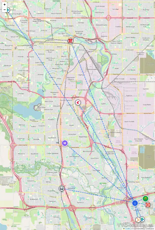 Daily accessibility map for 947 AUBURN BAY BV SE, Calgary showing nearby schools, grocery stores, parks, LRT stations and nearby amenities