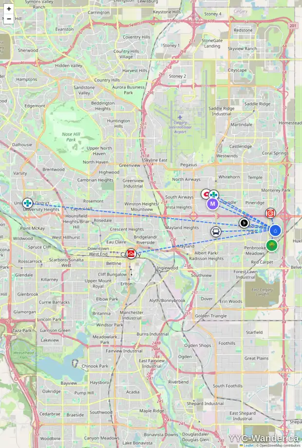 Daily accessibility map for 132 ABERGALE CL NE, Calgary showing nearby schools, grocery stores, parks, LRT stations and nearby amenities