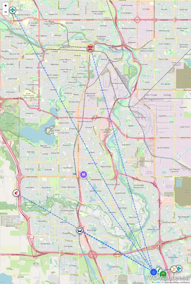Daily accessibility map for 121 CRANRIDGE TC SE, Calgary showing nearby schools, grocery stores, parks, LRT stations and nearby amenities