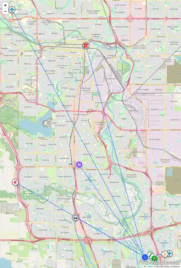 Daily accessibility map for 110 CRANRIDGE TC SE, Calgary showing nearby schools, grocery stores, parks, LRT stations and nearby amenities