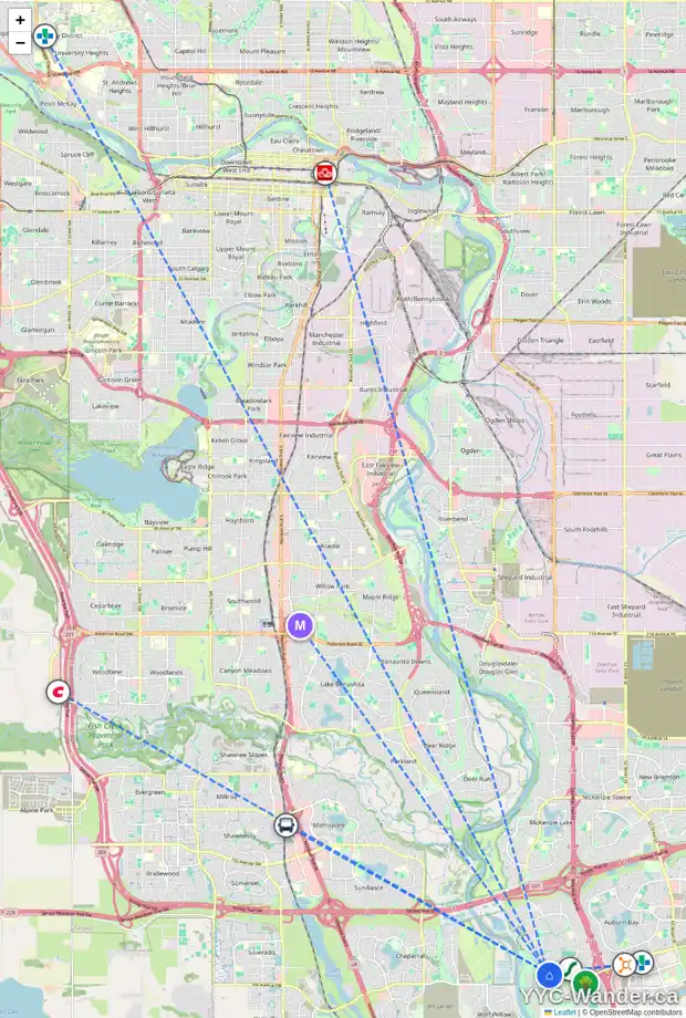Daily accessibility map for 122 CRANRIDGE TC SE, Calgary showing nearby schools, grocery stores, parks, LRT stations and nearby amenities