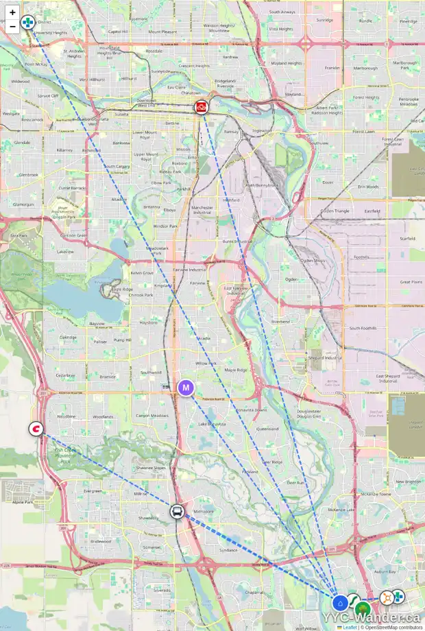 Daily accessibility map for 134 CRANRIDGE TC SE, Calgary showing nearby schools, grocery stores, parks, LRT stations and nearby amenities