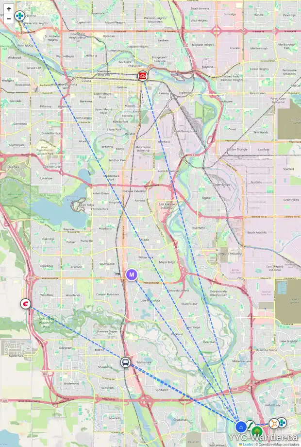 Daily accessibility map for 138 CRANRIDGE TC SE, Calgary showing nearby schools, grocery stores, parks, LRT stations and nearby amenities