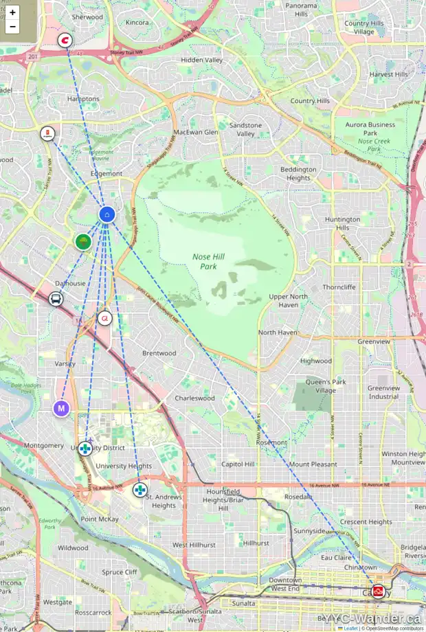 Daily accessibility map for 272 EDENWOLD DR NW, Calgary showing nearby schools, grocery stores, parks, LRT stations and nearby amenities