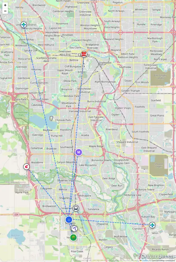 Daily accessibility map for 34 SILVERADO SKIES DR SW, Calgary showing nearby schools, grocery stores, parks, LRT stations and nearby amenities