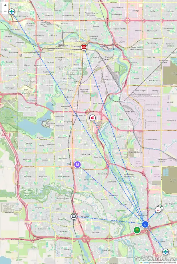 Daily accessibility map for 263 MCKERRELL WY SE, Calgary showing nearby schools, grocery stores, parks, LRT stations and nearby amenities